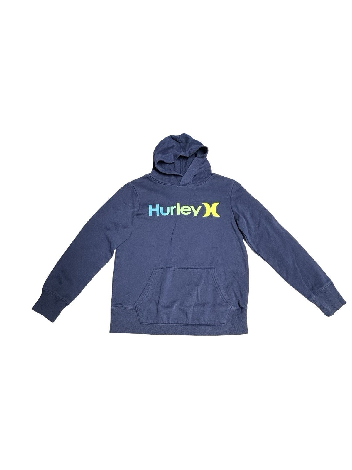 Hurley Kids Hoodie Blue Graphic Logo Pullover Fleece Sweatshirt Size 10 12